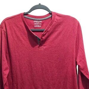 Kenneth Cole Red Long-Sleeve Henley M Cotton/Poly blend